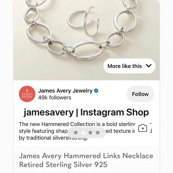 James Avery Hammered Silver Stylish Oval Link Necklace 925 Retired - Picture 15 of 16